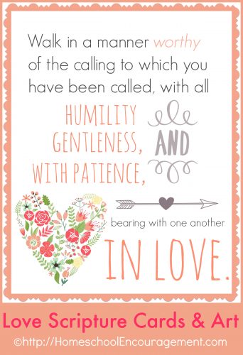 Focus on a biblical perspective of love with these scripture cards and poster printables
