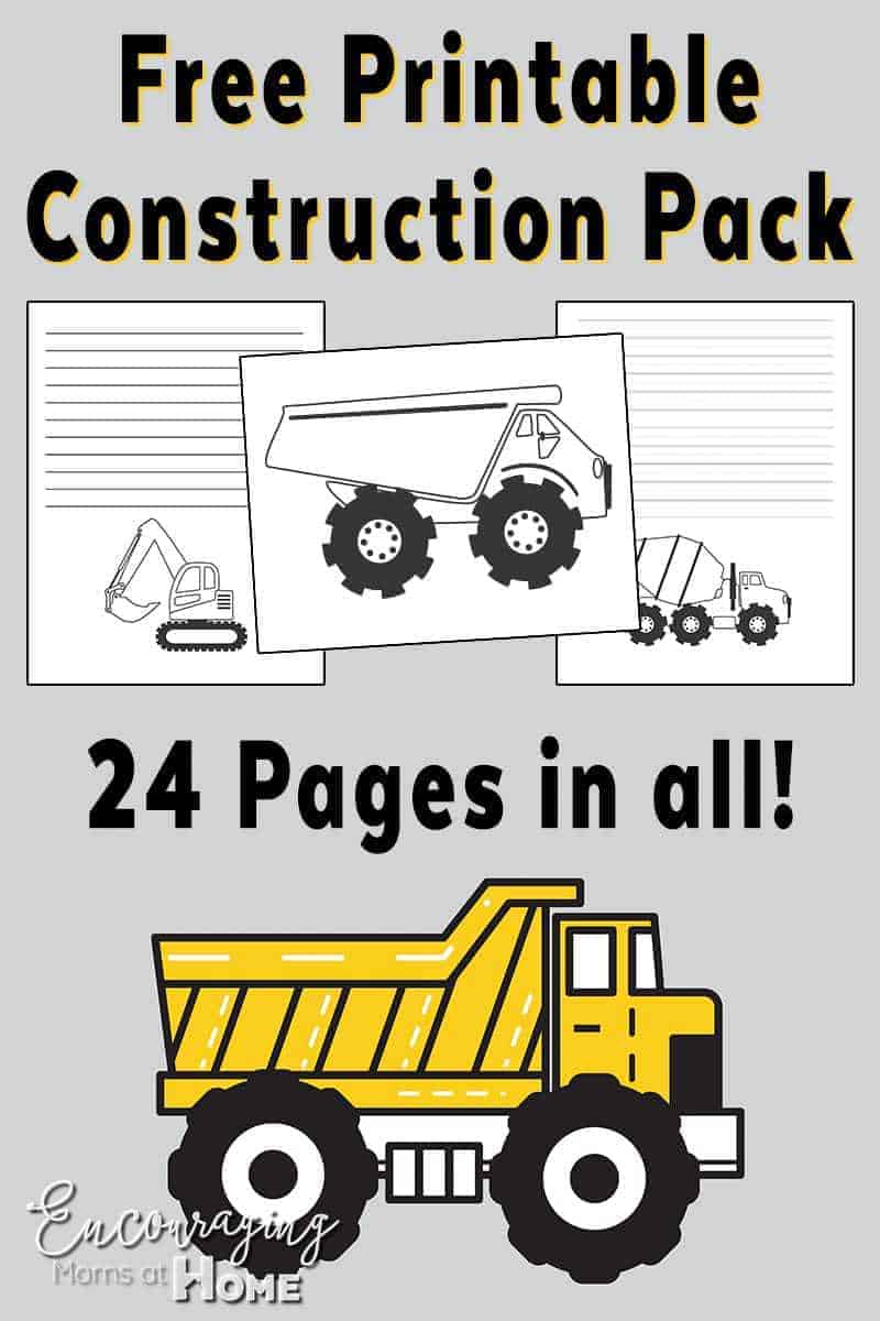 Does your little boy, or girl, love big trucks? Take a look at our FREE printable pack with a Construction theme. These FREE sheets are great for writing, notebooking, and coloring.