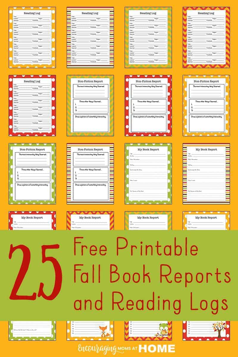 Printable Fall Reading Logs and Report Forms