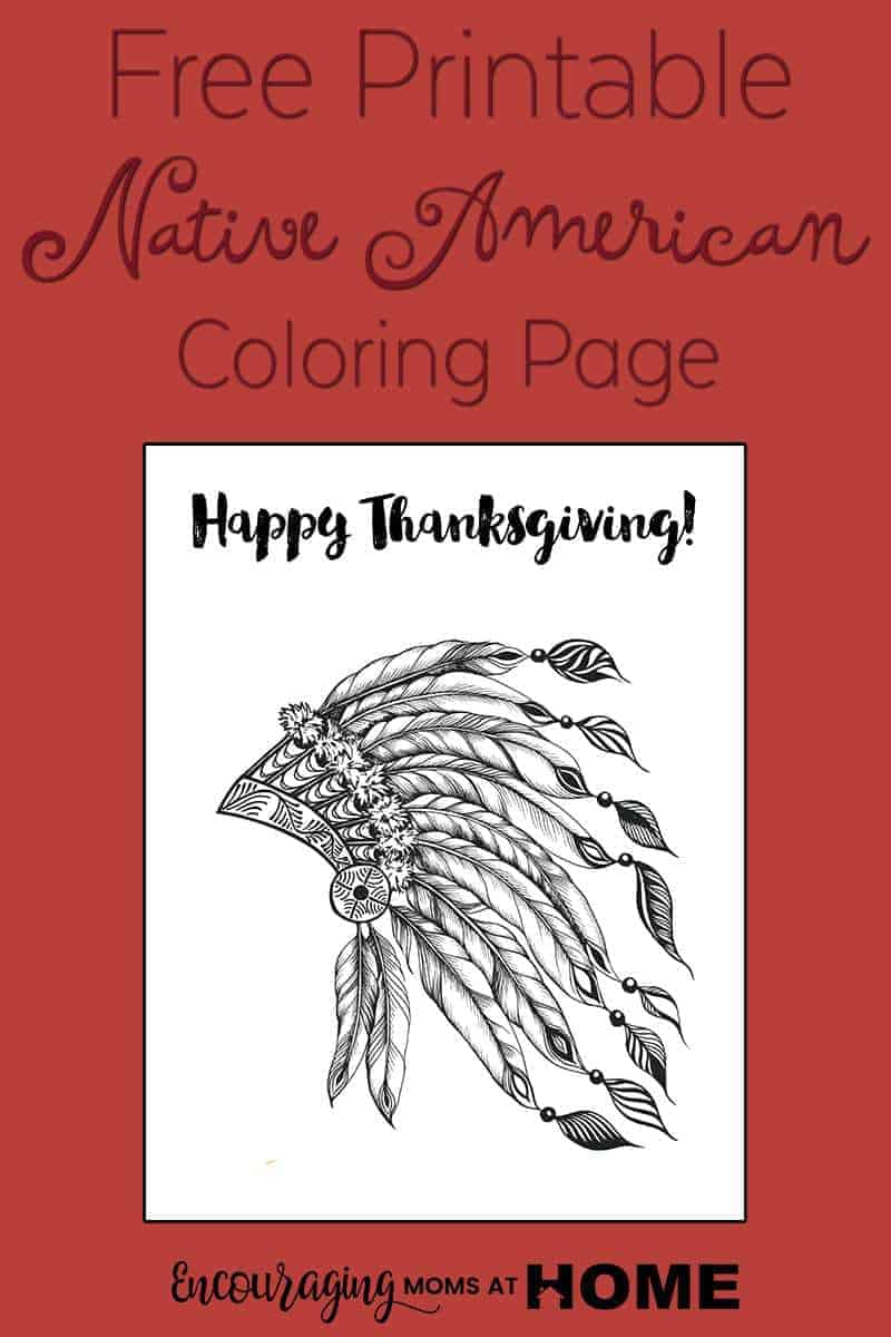 Happy Thanksgiving – Native American Coloring Page