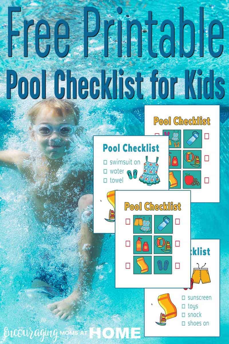 Getting out the door to the pool can be stressful.  Here is a FREE printable pool checklist for getting the kids on their way to the pool.