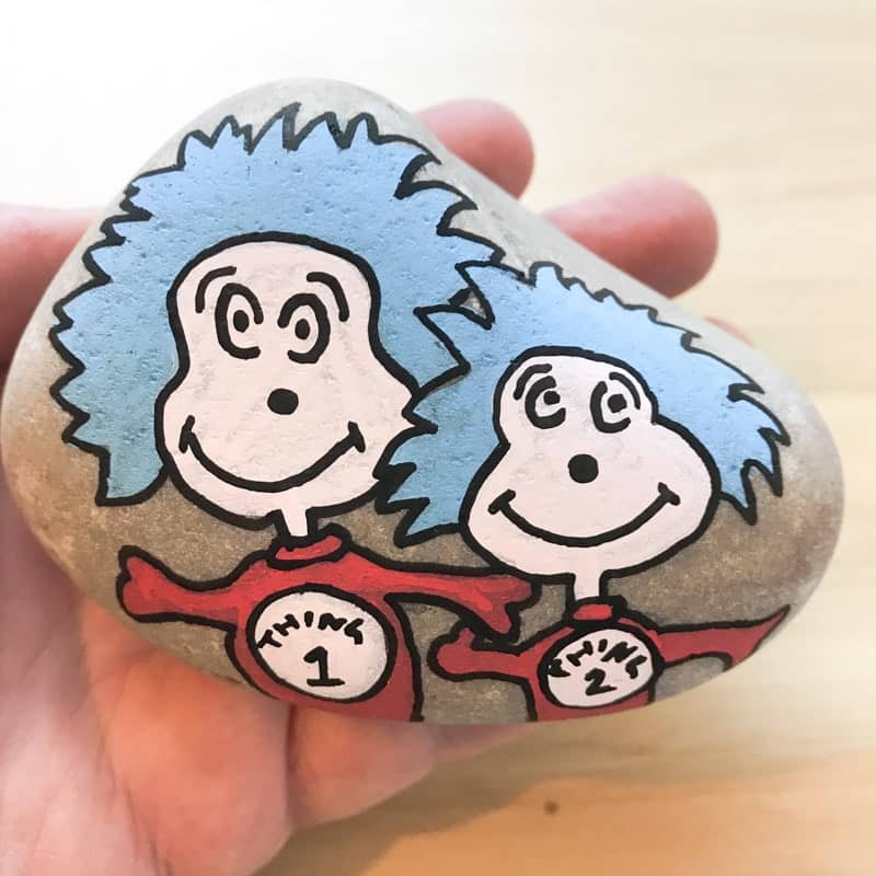 Thing One and Thing Two Painted Rock