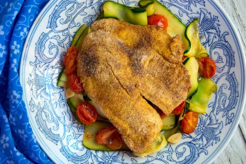 Air Fryer Tilapia Recipe with Tomato Garlic Zoodles