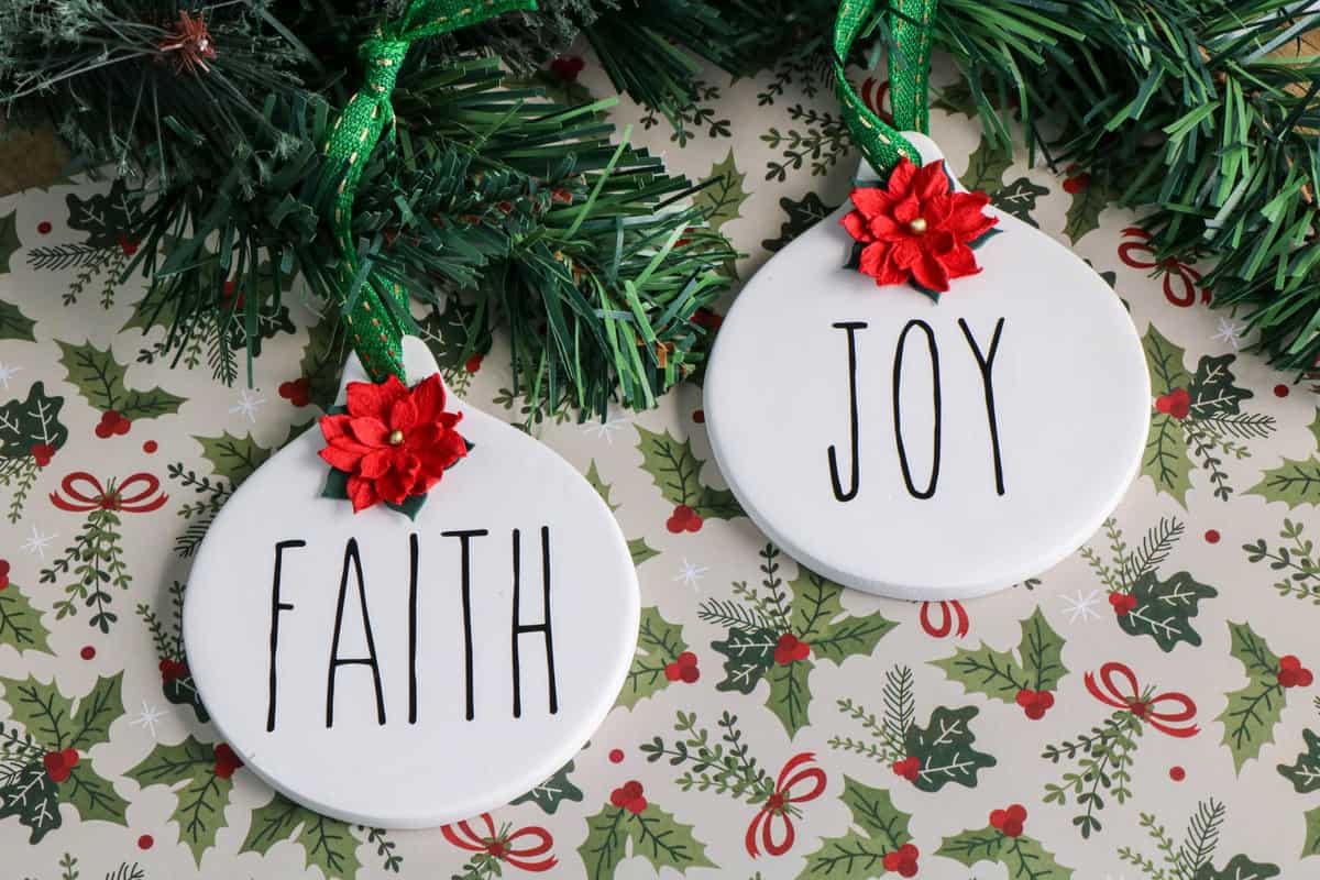 Beautiful Rae Dunn Inspired Ceramic Christmas Ornaments