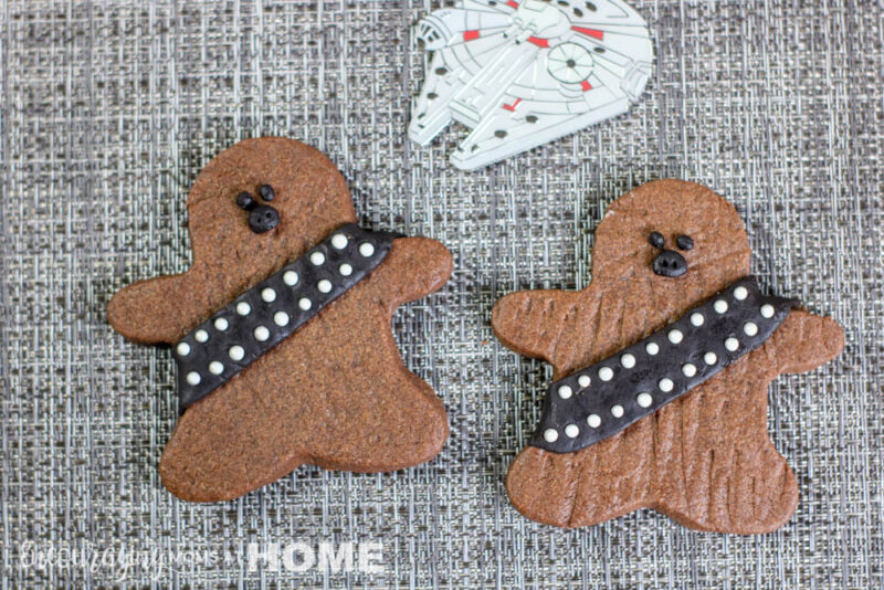 Adorable Wookie Cookies on a tablecloth. 
